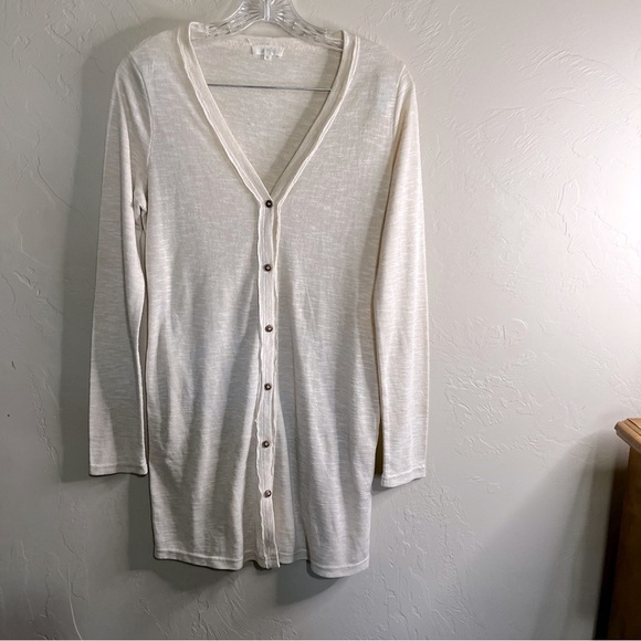 La Miel Cream Long Line Lightweight Cardigan - Picture 2 of 7